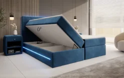 Boxspringbett Voyage mit LED u. Stauraum in Samt