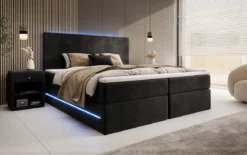 Boxspringbett Voyage mit LED u. Stauraum in Samt