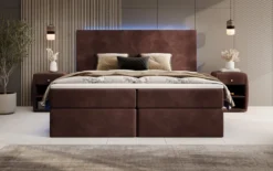 Boxspringbett Voyage mit LED u. Stauraum in Samt