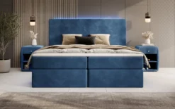 Boxspringbett Voyage mit LED u. Stauraum in Samt