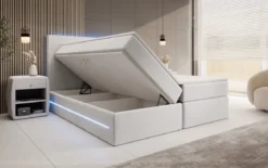 Boxspringbett Voyage mit LED u. Stauraum in Samt