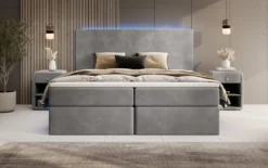 Boxspringbett Voyage mit LED u. Stauraum in Samt