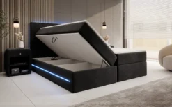 Boxspringbett Voyage mit LED u. Stauraum in Samt