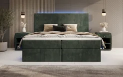Boxspringbett Voyage mit LED u. Stauraum in Cord