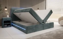 Boxspringbett Voyage mit LED u. Stauraum in Cord