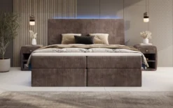 Boxspringbett Voyage mit LED u. Stauraum in Cord