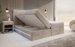 Boxspringbett Voyage mit LED u. Stauraum in Cord