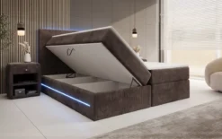 Boxspringbett Voyage mit LED u. Stauraum in Cord