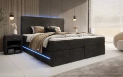 Boxspringbett Voyage mit LED u. Stauraum in Cord