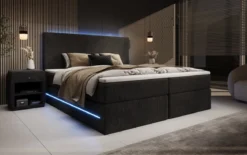 Boxspringbett Voyage mit LED u. Stauraum in Cord