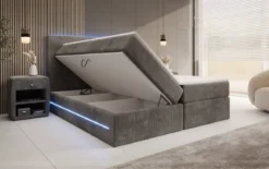 Boxspringbett Voyage mit LED u. Stauraum in Cord