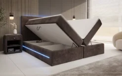 Boxspringbett Voyage mit LED u. Stauraum in Cord