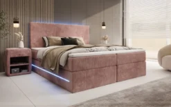 Boxspringbett Voyage mit LED u. Stauraum in Cord