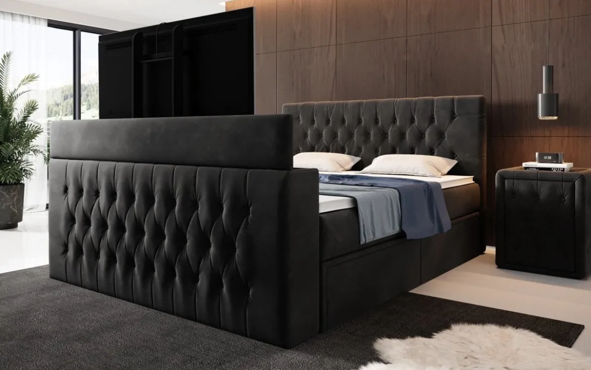 Boxspringbett Vulnero mit TV Lift und Stauraum (2 Schubladen)