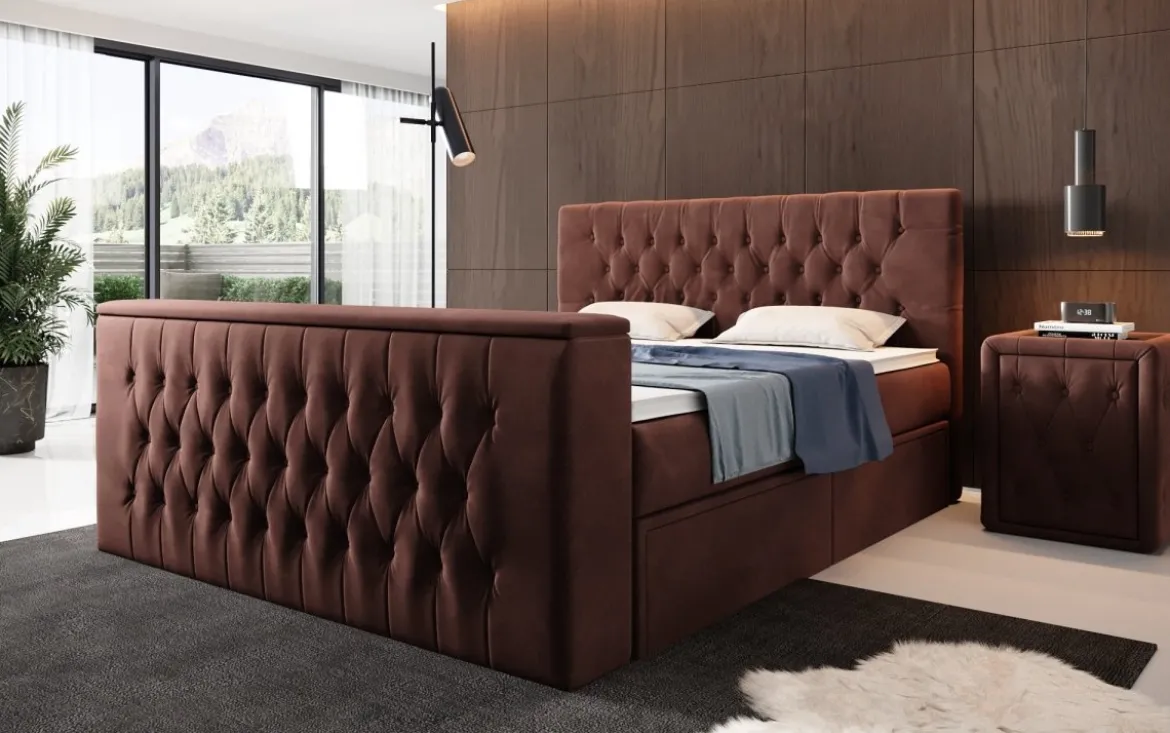Boxspringbett Vulnero mit TV Lift und Stauraum (2 Schubladen)