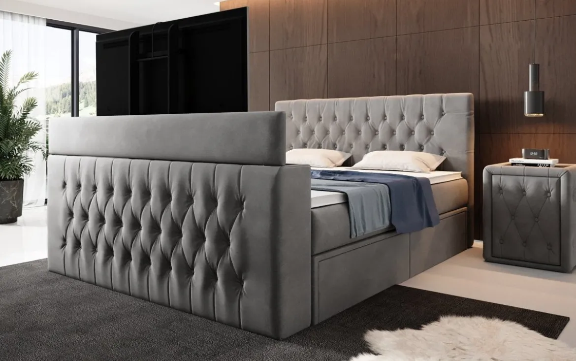 Boxspringbett Vulnero mit TV Lift und Stauraum (2 Schubladen)
