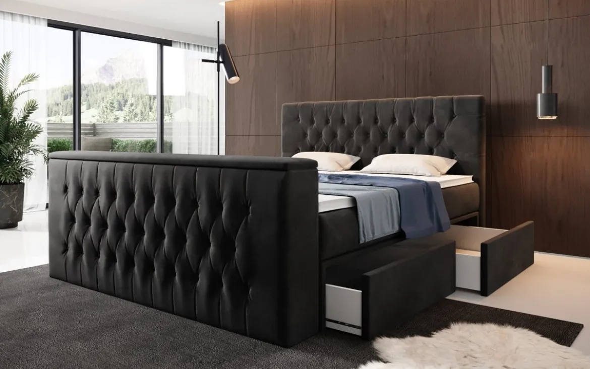 Boxspringbett Vulnero mit TV Lift und Stauraum (2 Schubladen)