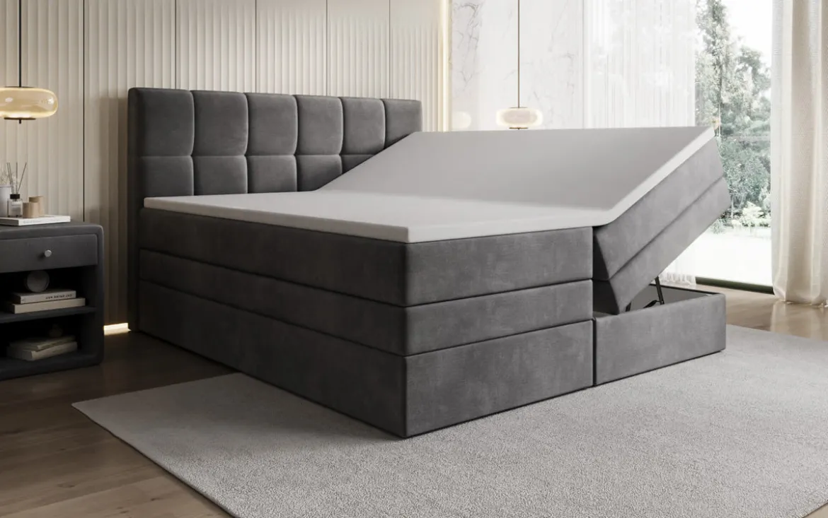 Boxspringbett Windsor mit Stauraum in Samt