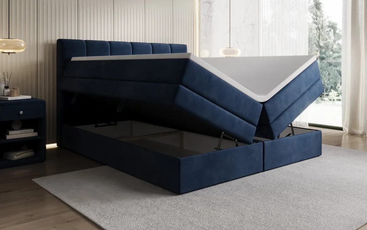 Boxspringbett Windsor mit Stauraum in Samt