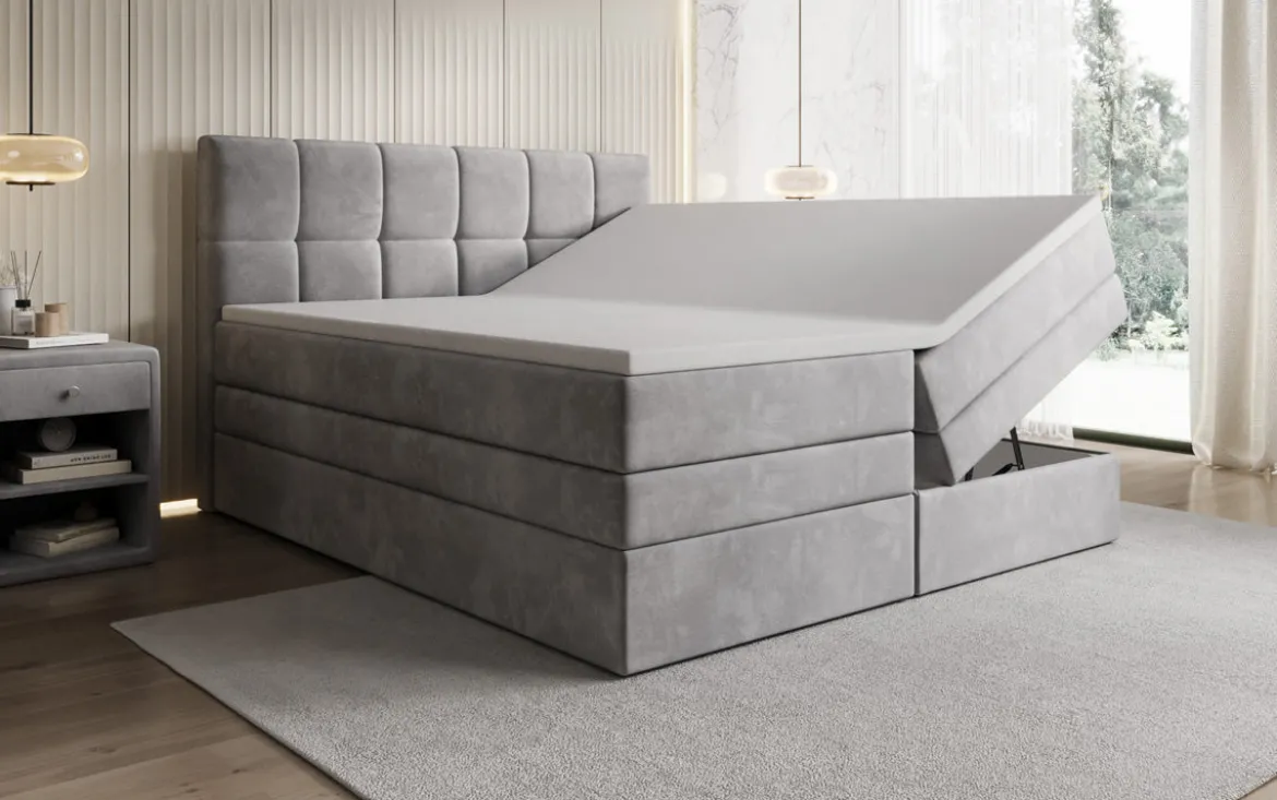 Boxspringbett Windsor mit Stauraum in Samt
