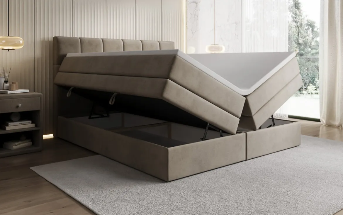 Boxspringbett Windsor mit Stauraum in Samt