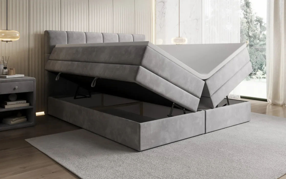 Boxspringbett Windsor mit Stauraum in Samt