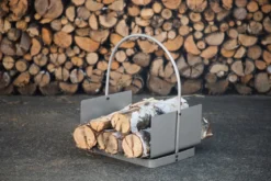 Brennholzkorb Tala - aus Stahl in Silber