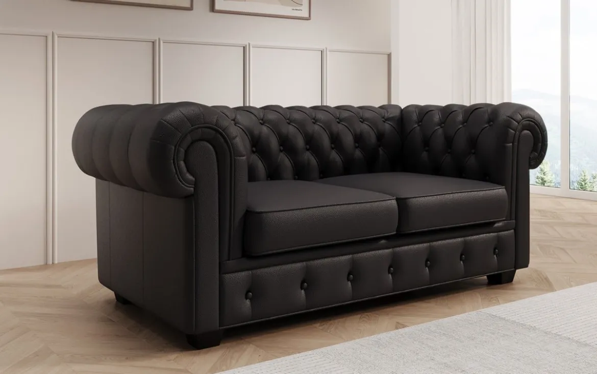 Chesterfield 2 Sitzer Sofa Royal in Echtleder