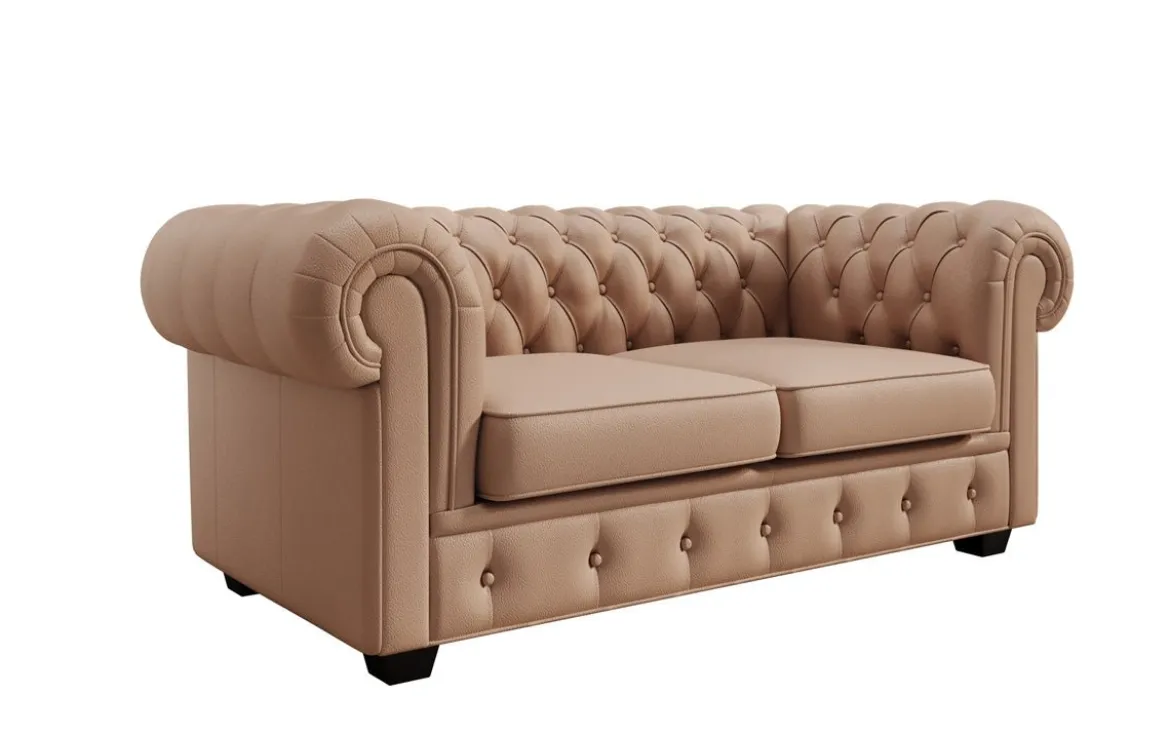 Chesterfield 2 Sitzer Sofa Royal in Echtleder