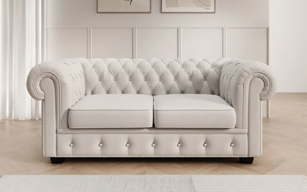 Chesterfield 2 Sitzer Sofa Royal in Echtleder