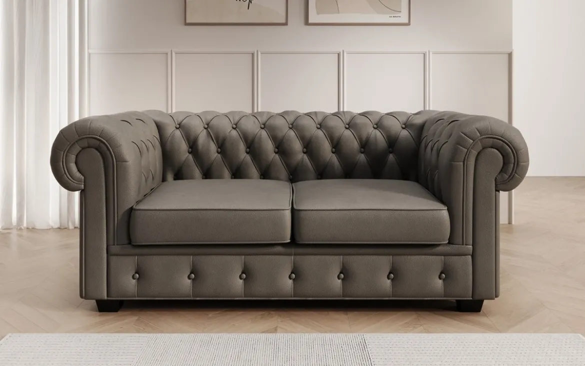 Chesterfield 2 Sitzer Sofa Royal in Echtleder