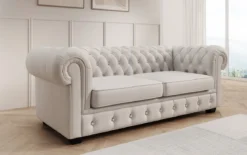 Chesterfield 3 Sitzer Sofa Royal in Echtleder