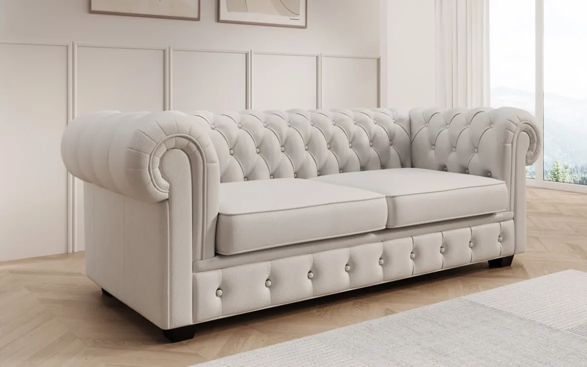 Chesterfield 3 Sitzer Sofa Royal in Echtleder