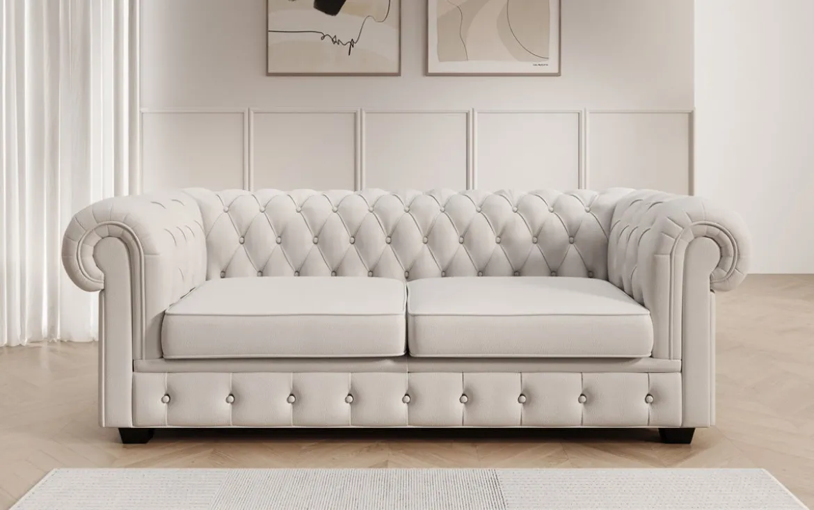 Chesterfield 3 Sitzer Sofa Royal in Echtleder