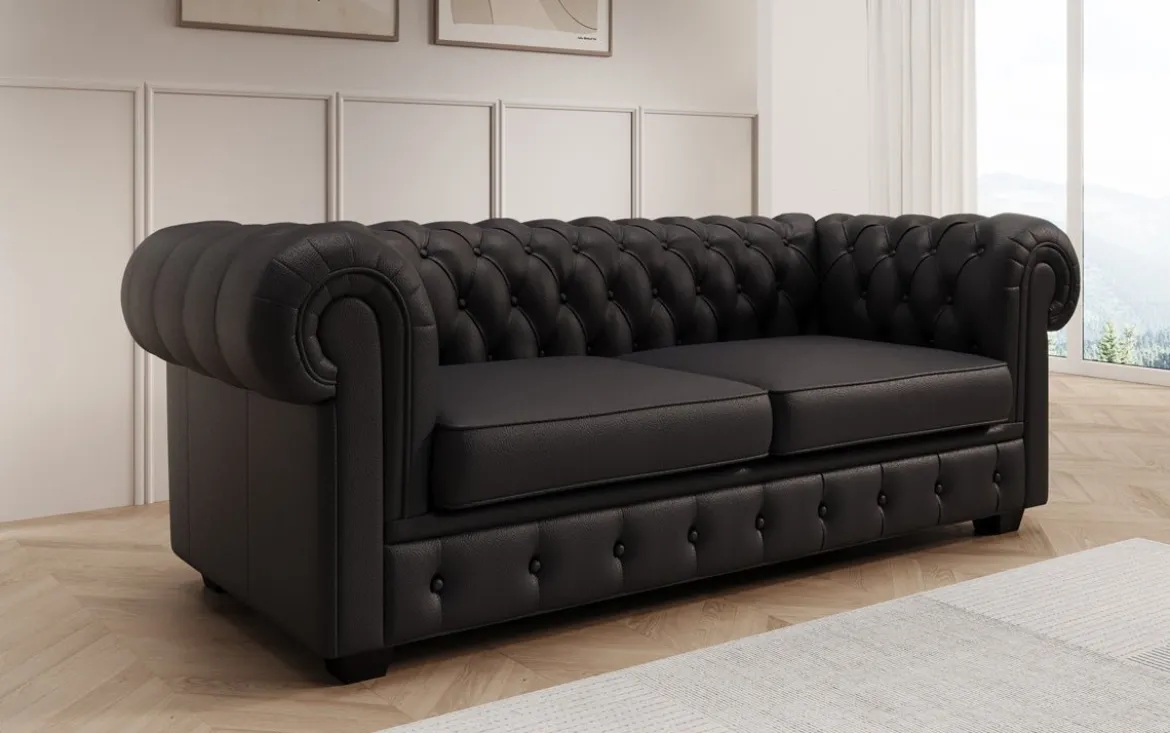 Chesterfield 3 Sitzer Sofa Royal in Echtleder