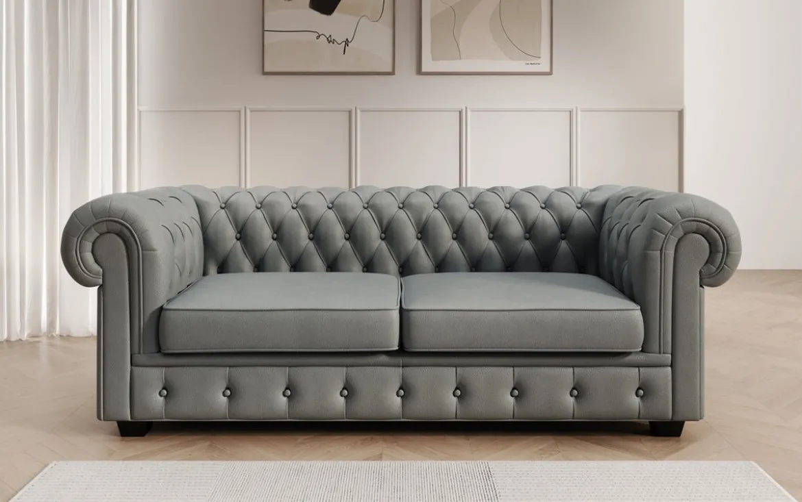 Chesterfield 3 Sitzer Sofa Royal in Echtleder