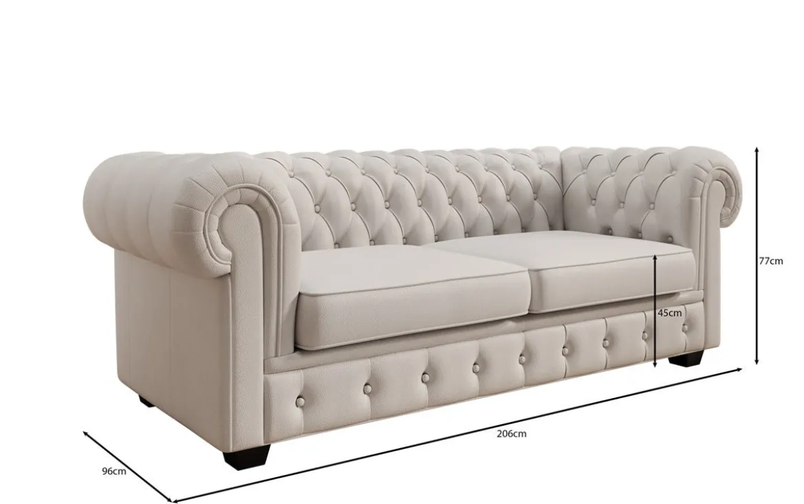 Chesterfield 3 Sitzer Sofa Royal in Echtleder