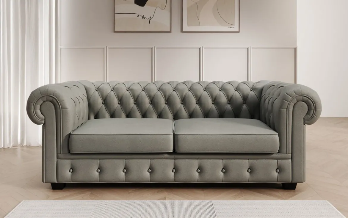 Chesterfield 3 Sitzer Sofa Royal in Echtleder