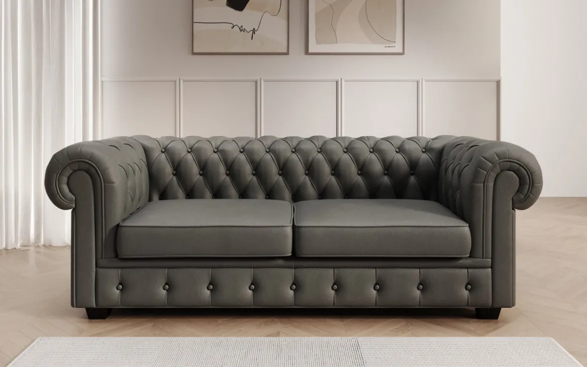 Chesterfield 3 Sitzer Sofa Royal in Echtleder