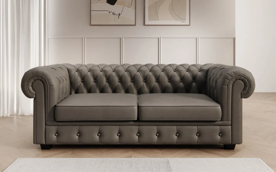Chesterfield 3 Sitzer Sofa Royal in Echtleder