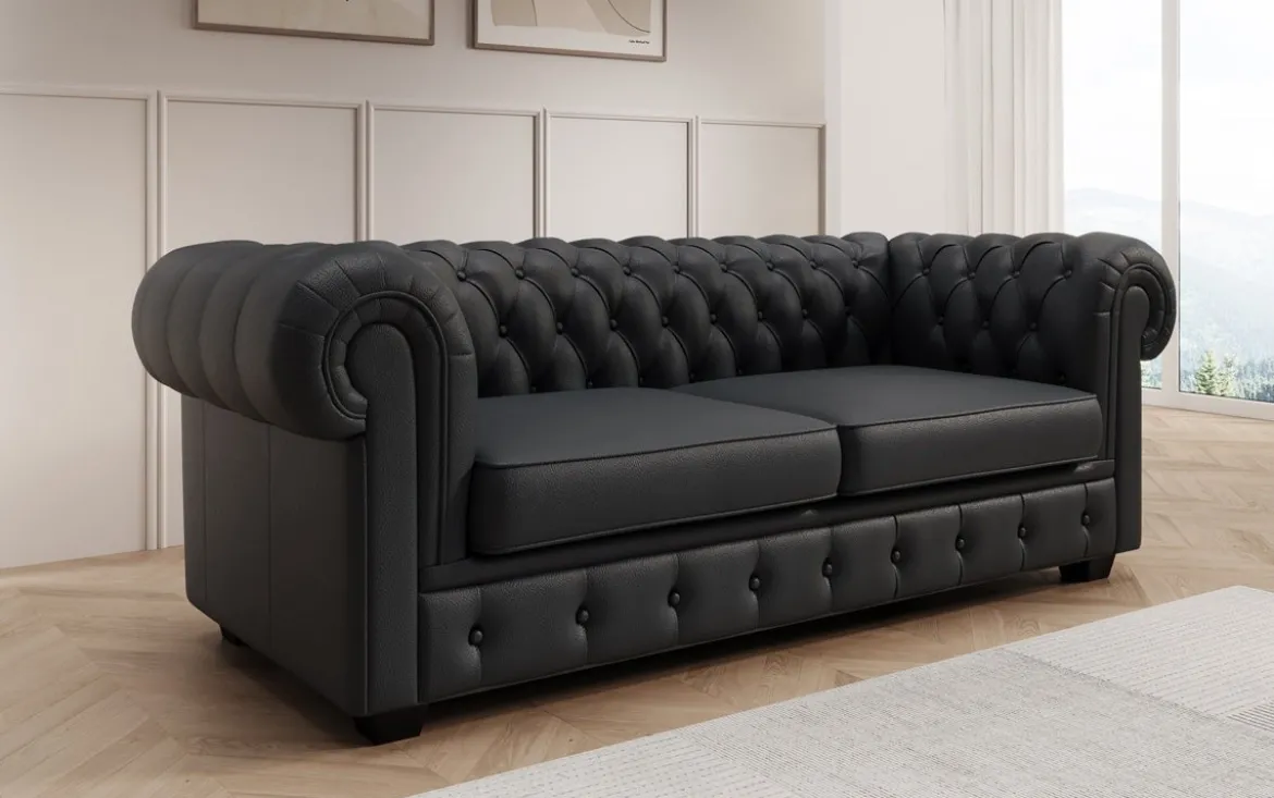 Chesterfield 3 Sitzer Sofa Royal in Echtleder