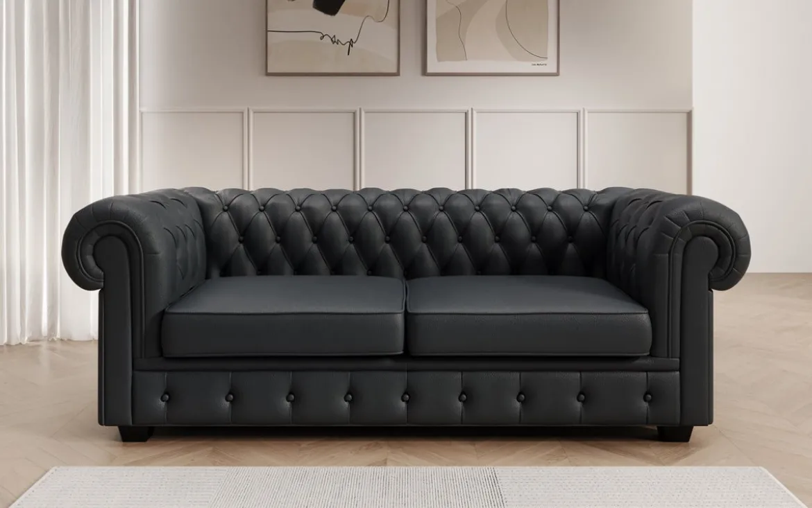 Chesterfield 3 Sitzer Sofa Royal in Echtleder