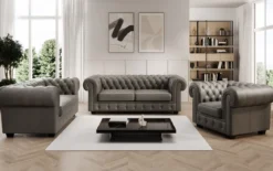 Chesterfield 3 Sitzer Sofa Royal in Echtleder