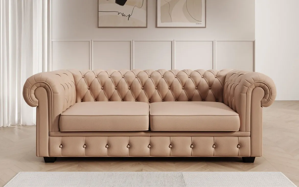 Chesterfield 3 Sitzer Sofa Royal in Echtleder