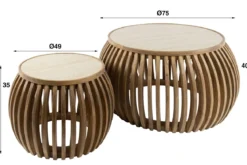 Couchtisch Arida - 2er Set aus Mangoholz mit Keramik-Tischplatte