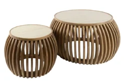 Couchtisch Arida - 2er Set aus Mangoholz mit Keramik-Tischplatte