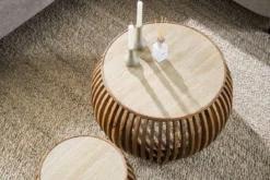 Couchtisch Arida - 2er Set aus Mangoholz mit Keramik-Tischplatte