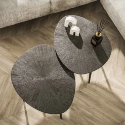 Couchtisch Arivon - 2er Set mit Ray Metal-Finish in warmen Braunbronzeton