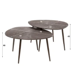 Couchtisch Arivon - 2er Set mit Ray Metal-Finish in warmen Braunbronzeton