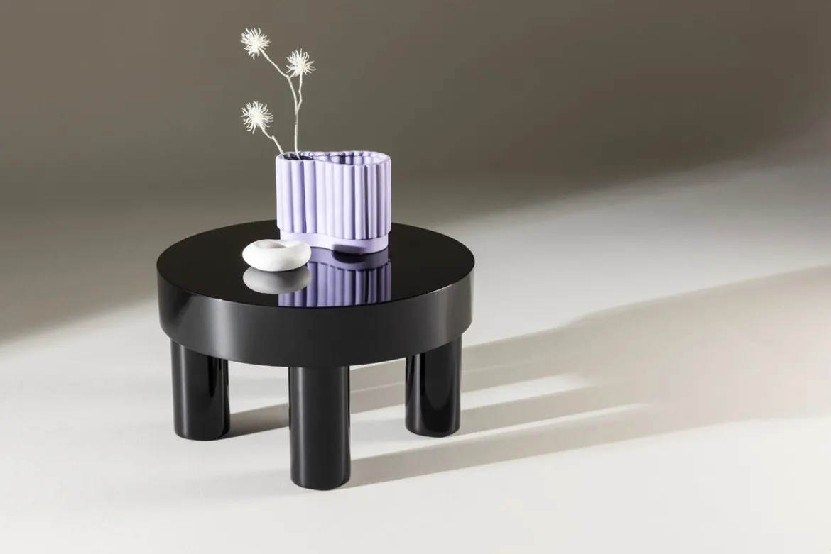 Couchtisch/Beistelltisch Maron - in glänzendem Schwarz